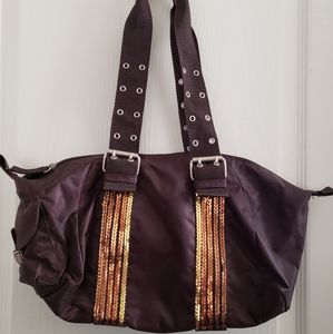 Brown Sequin Stripe Purse